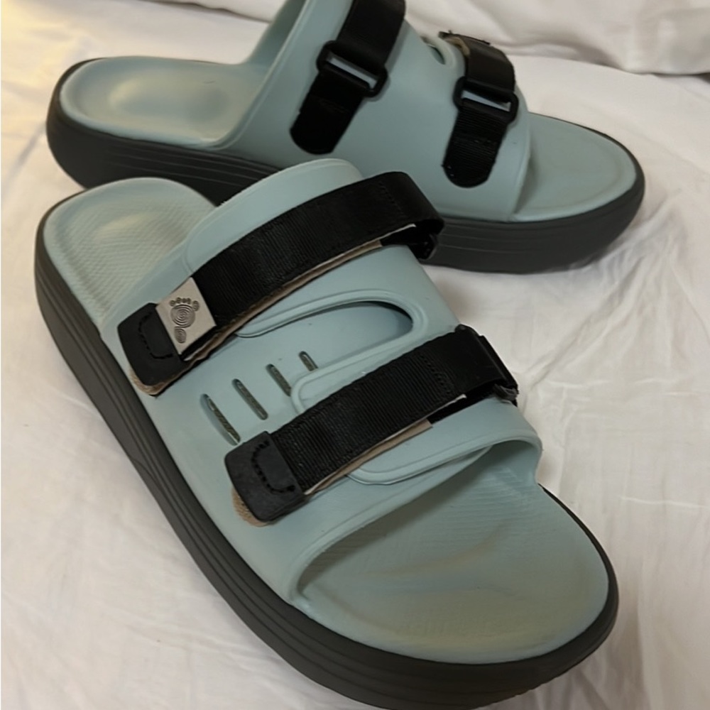 Suicoke blue slides